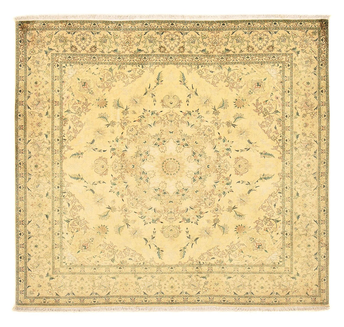 Persisk tæppe - Tabriz - Royal firkantet  - 200 x 190 cm - gul