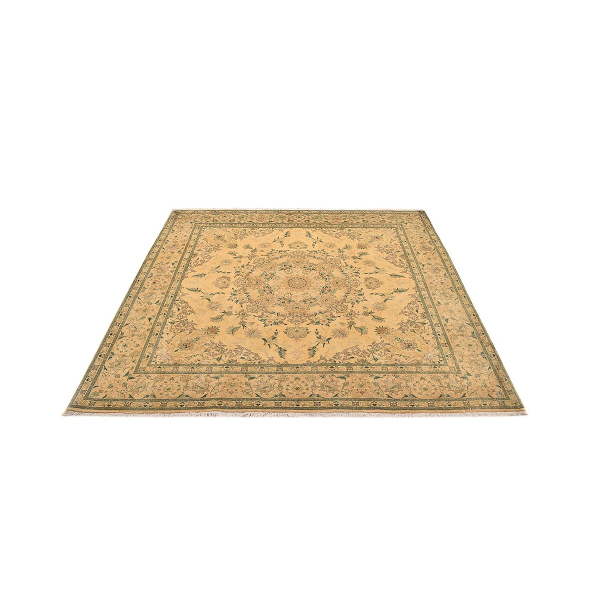 Persisk tæppe - Tabriz - Royal firkantet  - 200 x 190 cm - gul