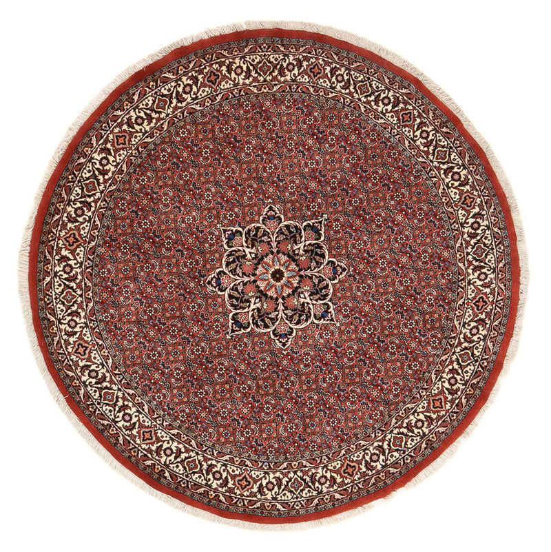 Persisk tæppe - Bijar rundt  - 170 x 170 cm - mørkerød