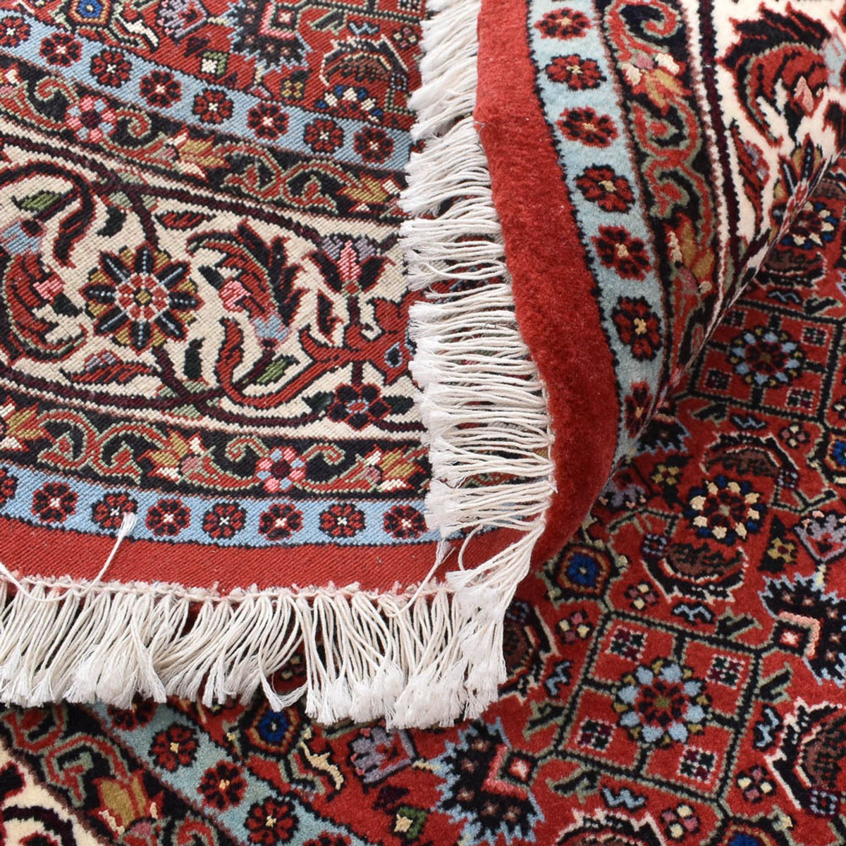 Persisk tæppe - Bijar rundt  - 150 x 150 cm - mørkerød