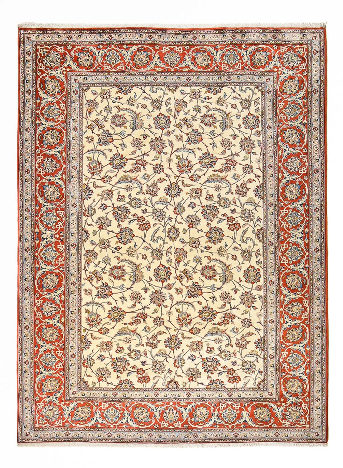Persisk tæppe - Isfahan - Premium - 367 x 253 cm - lys beige