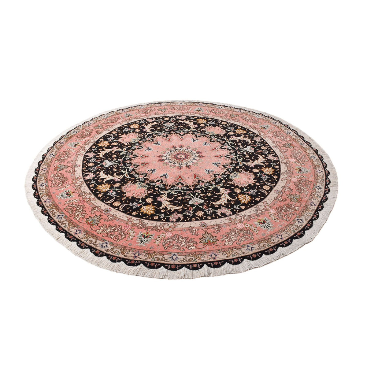 Persisk tæppe - Tabriz - Premium rundt  - 250 x 250 cm - mørkeblå