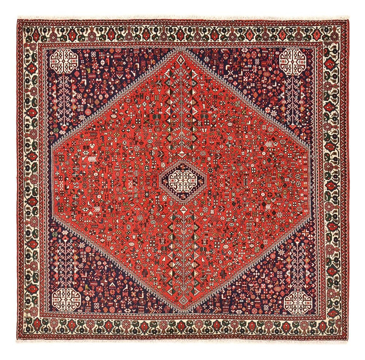 Persisk tæppe - Nomadisk firkantet  - 198 x 198 cm - rød