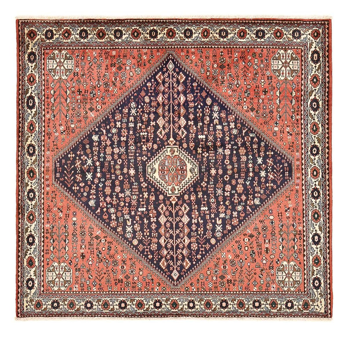 Persisk tæppe - Nomadisk firkantet  - 203 x 196 cm - lysrød