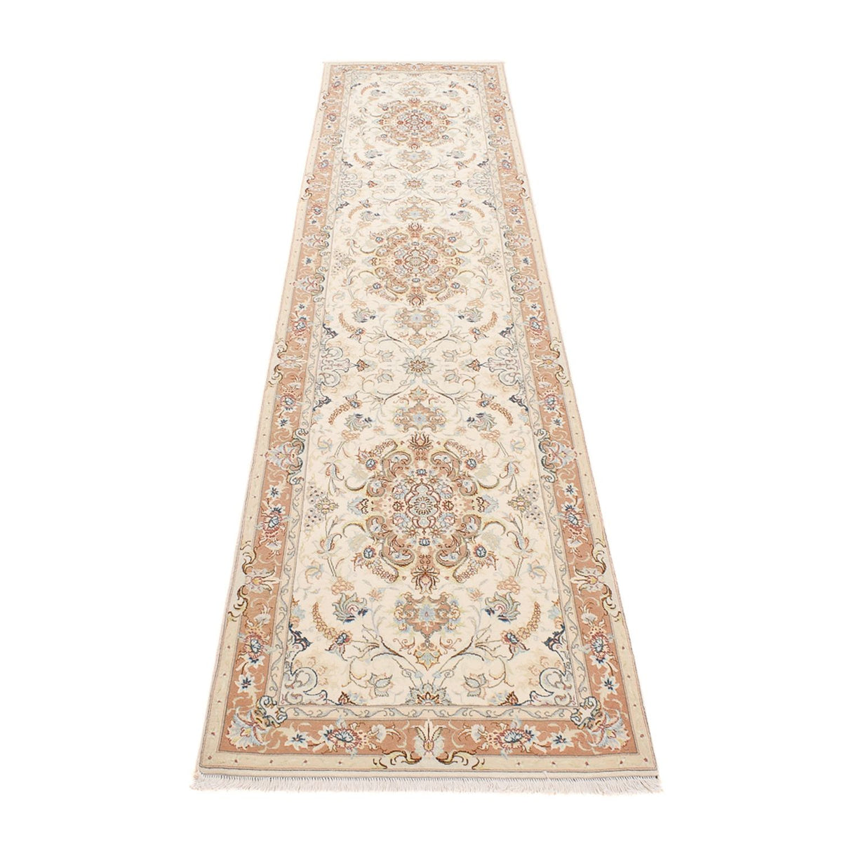 Løber Persisk tæppe - Tabriz - Royal - 372 x 87 cm - beige