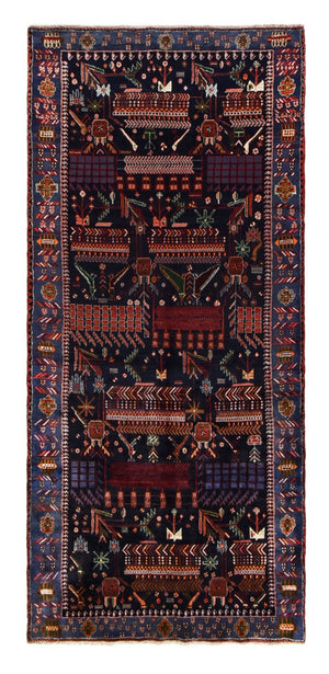 Løber Persisk tæppe - Nomadisk - 382 x 168 cm - mørkerød
