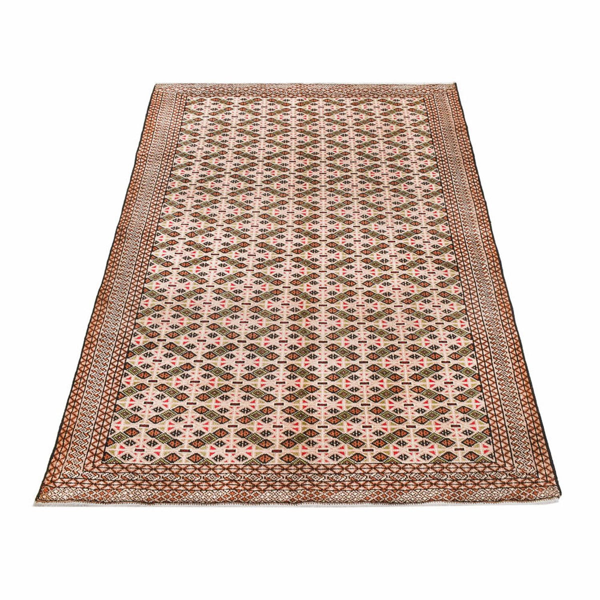 Turkaman-tæppe - 193 x 130 cm - mørk beige