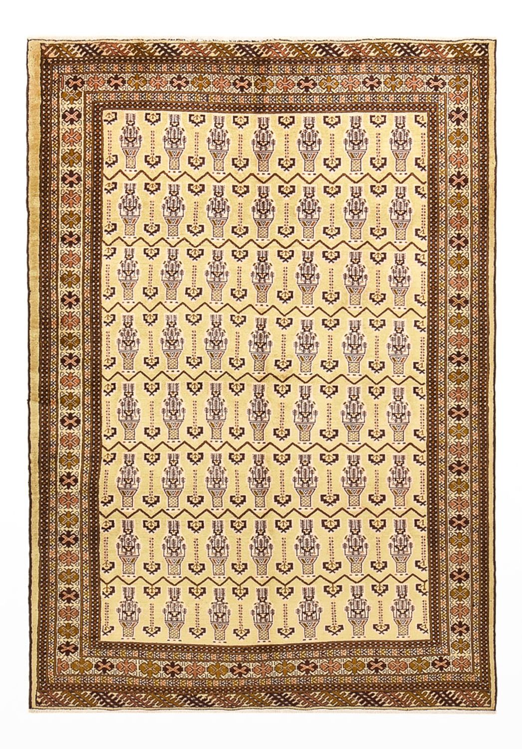Turkaman-tæppe - 213 x 146 cm - lys beige
