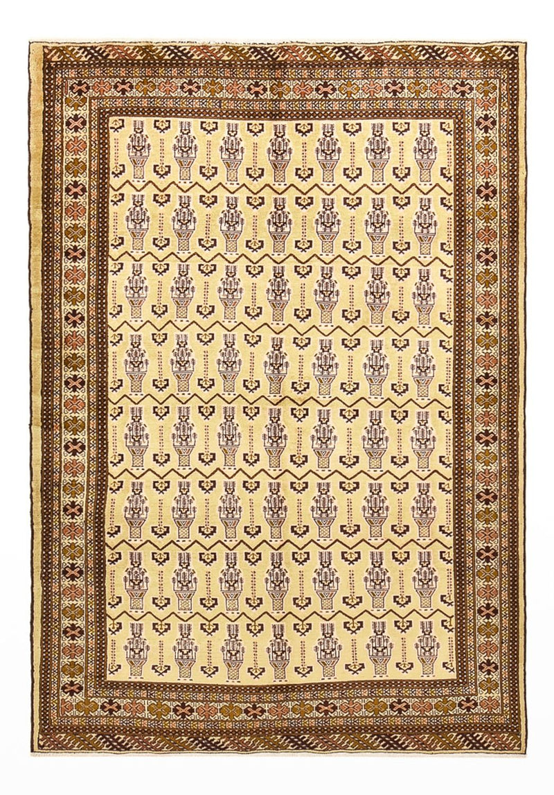 Turkaman-tæppe - 213 x 146 cm - lys beige
