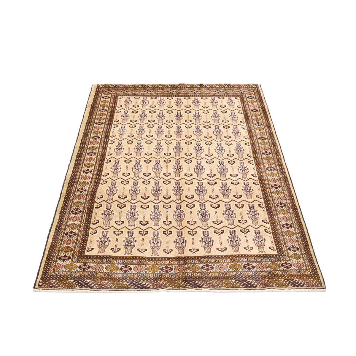 Turkaman-tæppe - 213 x 146 cm - lys beige
