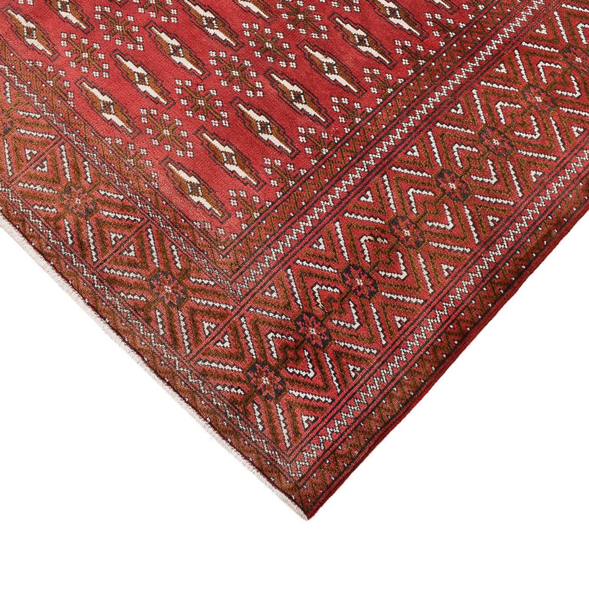 Turkaman-tæppe - 280 x 203 cm - lysrød