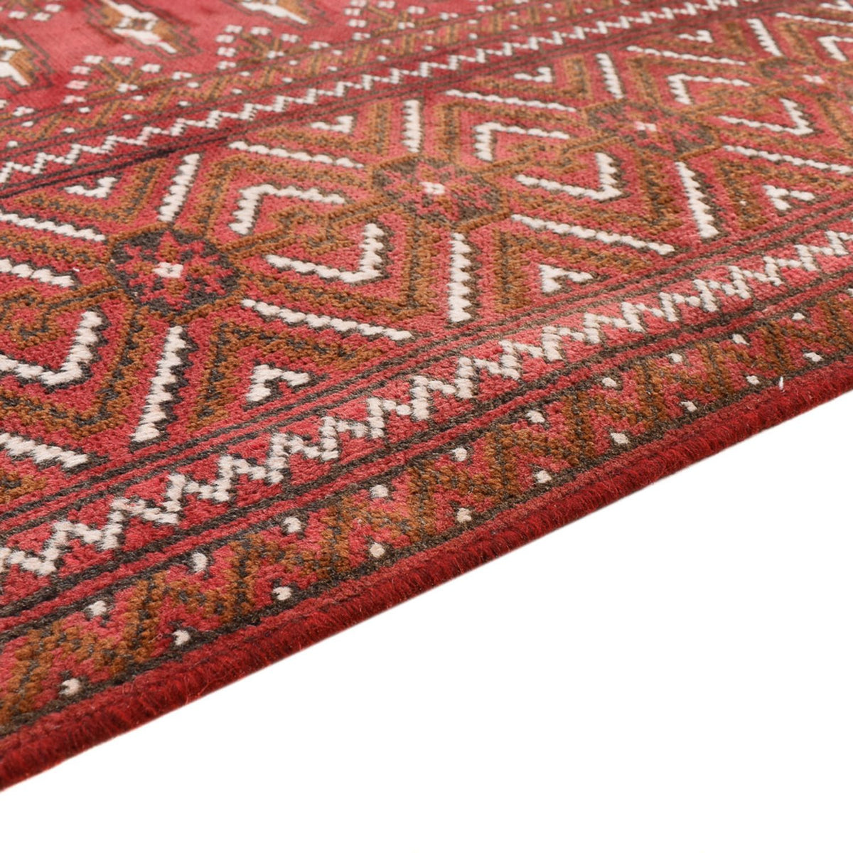 Turkaman-tæppe - 280 x 203 cm - lysrød