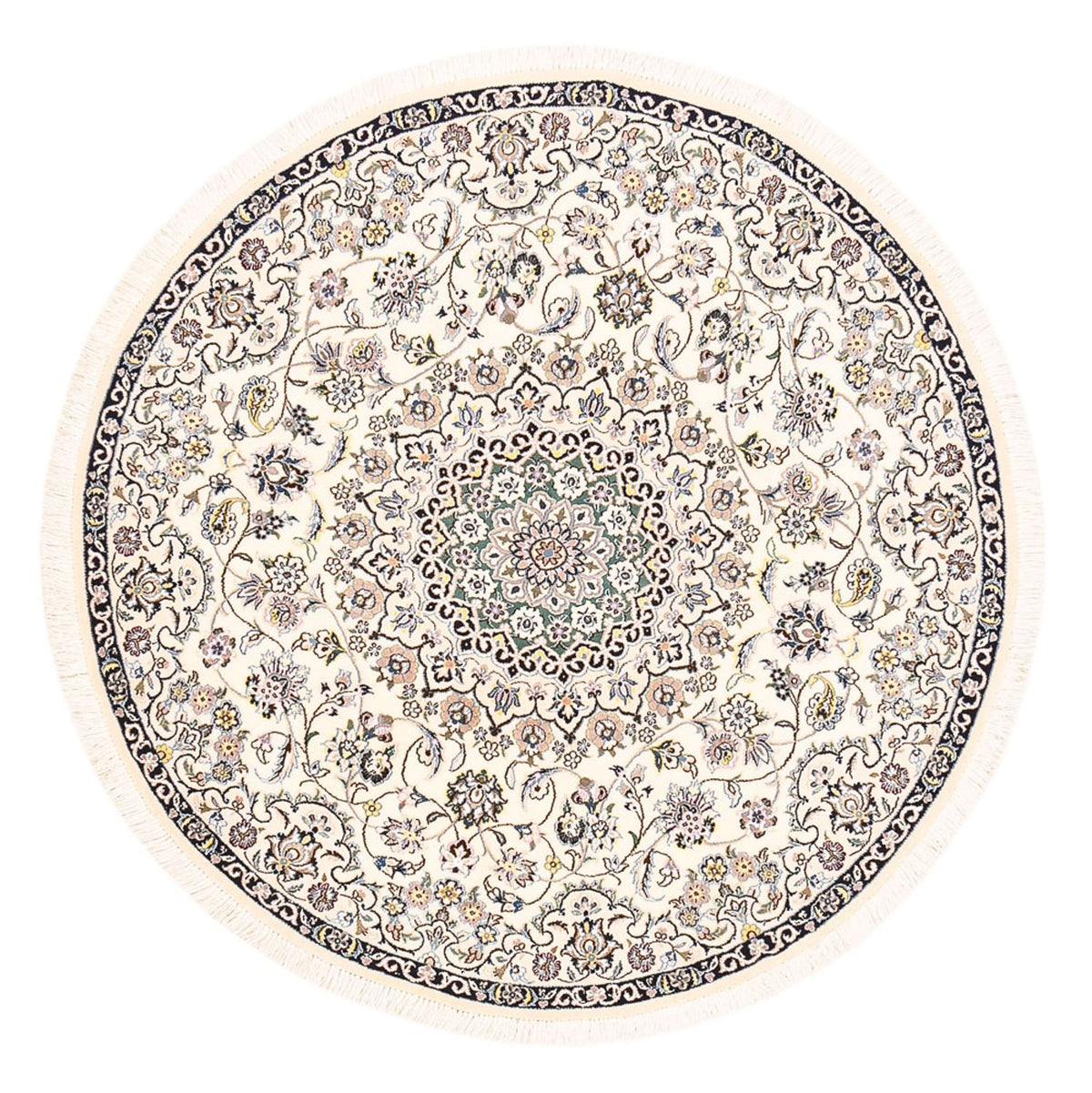 Persisk tæppe - Nain - Royal rundt  - 152 x 152 cm - creme