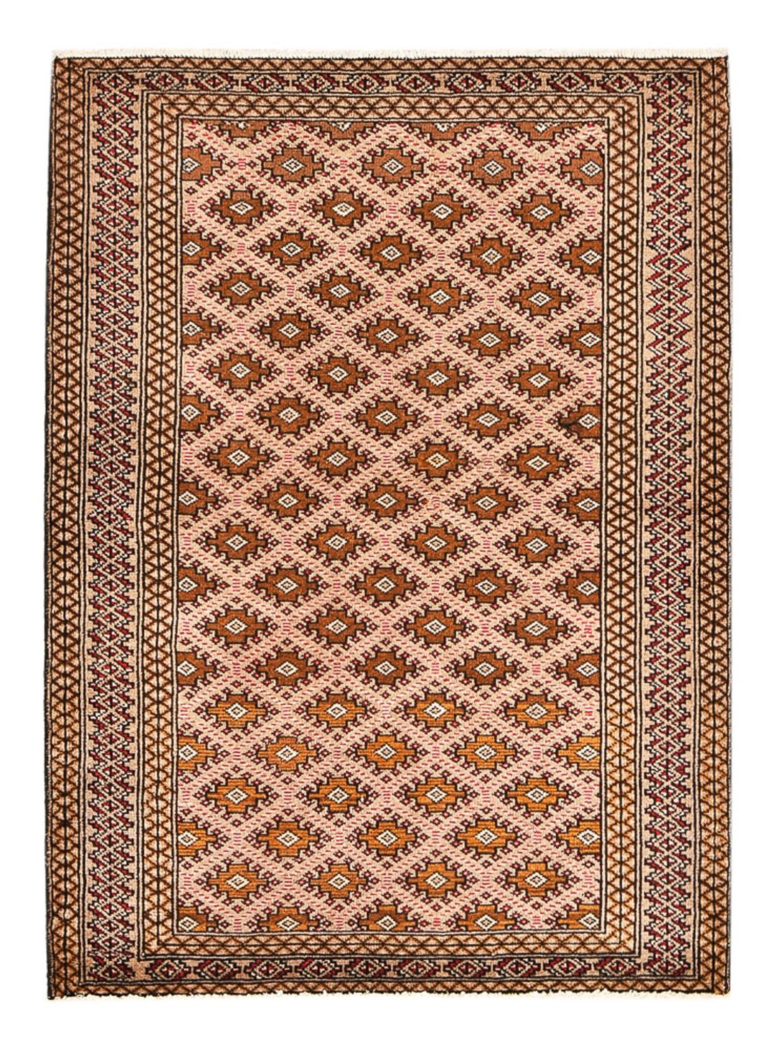 Turkaman-tæppe - 132 x 97 cm - lysrød