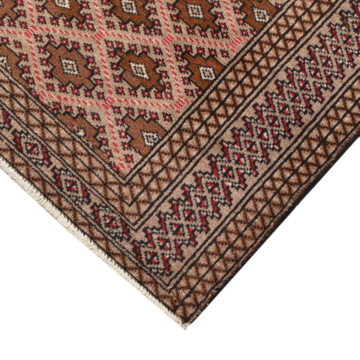 Turkaman-tæppe - 132 x 97 cm - lysrød