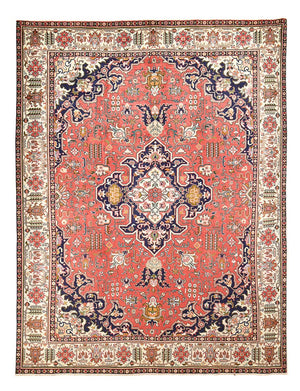 Persisk tæppe - Tabriz - 335 x 257 cm - lysrød