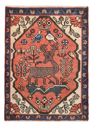 Persisk tæppe - Nomadisk - 92 x 67 cm - lysrød
