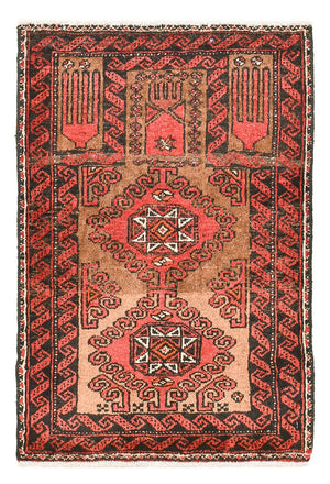 Persisk tæppe - Nomadisk - 74 x 52 cm - rød