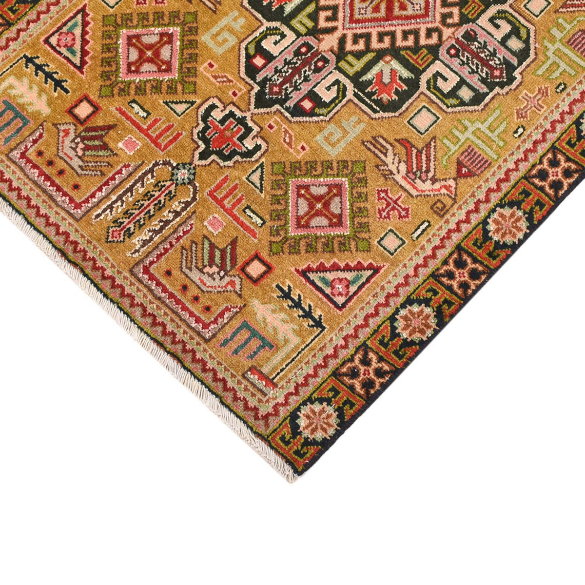 Persisk tæppe - Nomadisk - 82 x 53 cm - olivengrøn