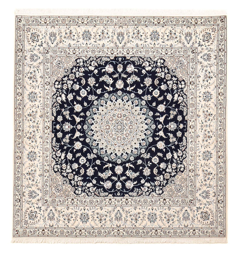 Persisk tæppe - Nain - Premium firkantet  - 206 x 206 cm - mørkeblå