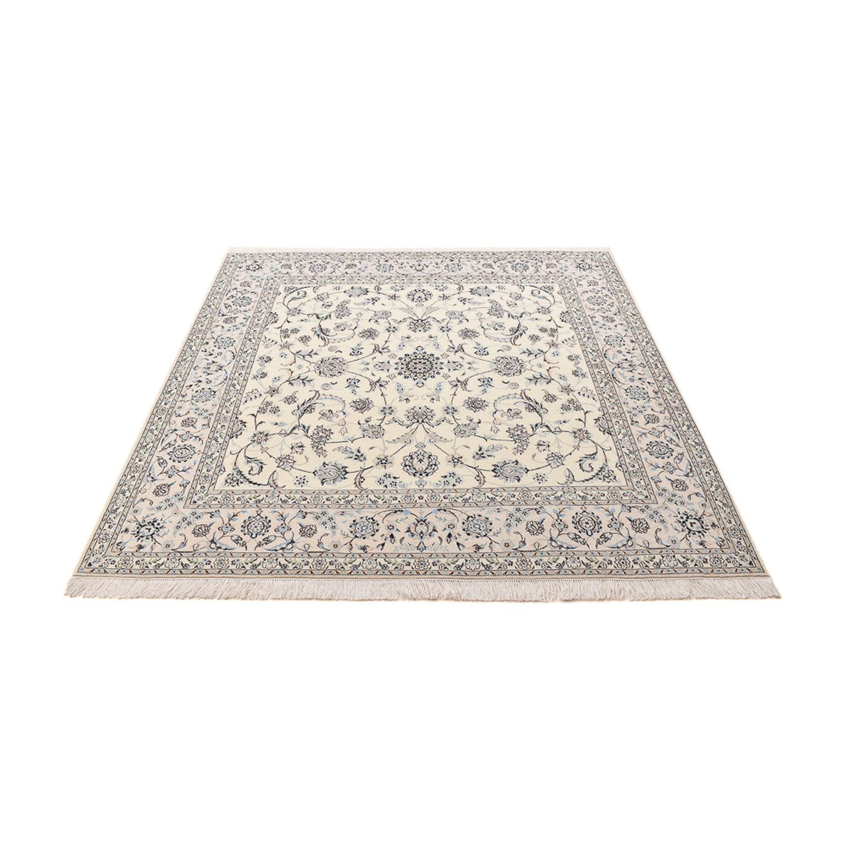 Persisk tæppe - Nain - Premium firkantet  - 205 x 206 cm - lysegrå