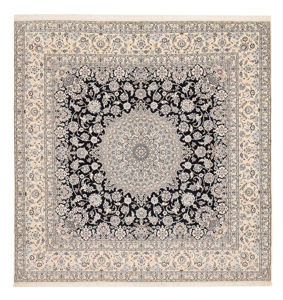Persisk tæppe - Nain - Royal firkantet - 310 x 305 cm - mørkeblå