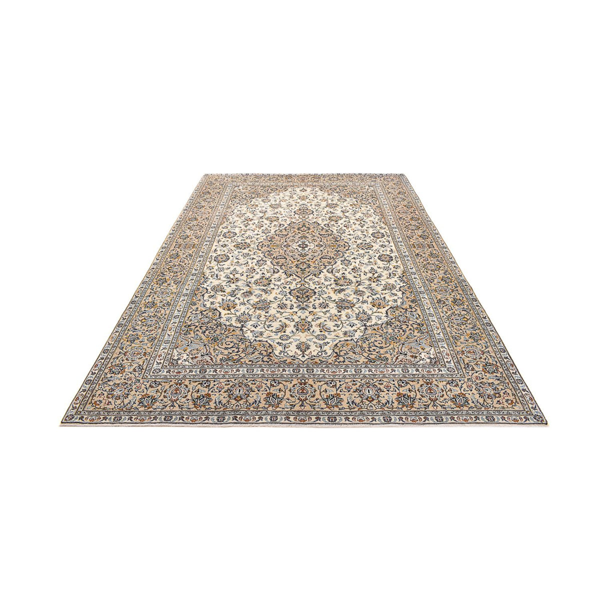 Persisk tæppe - Keshan - 343 x 238 cm - lys beige