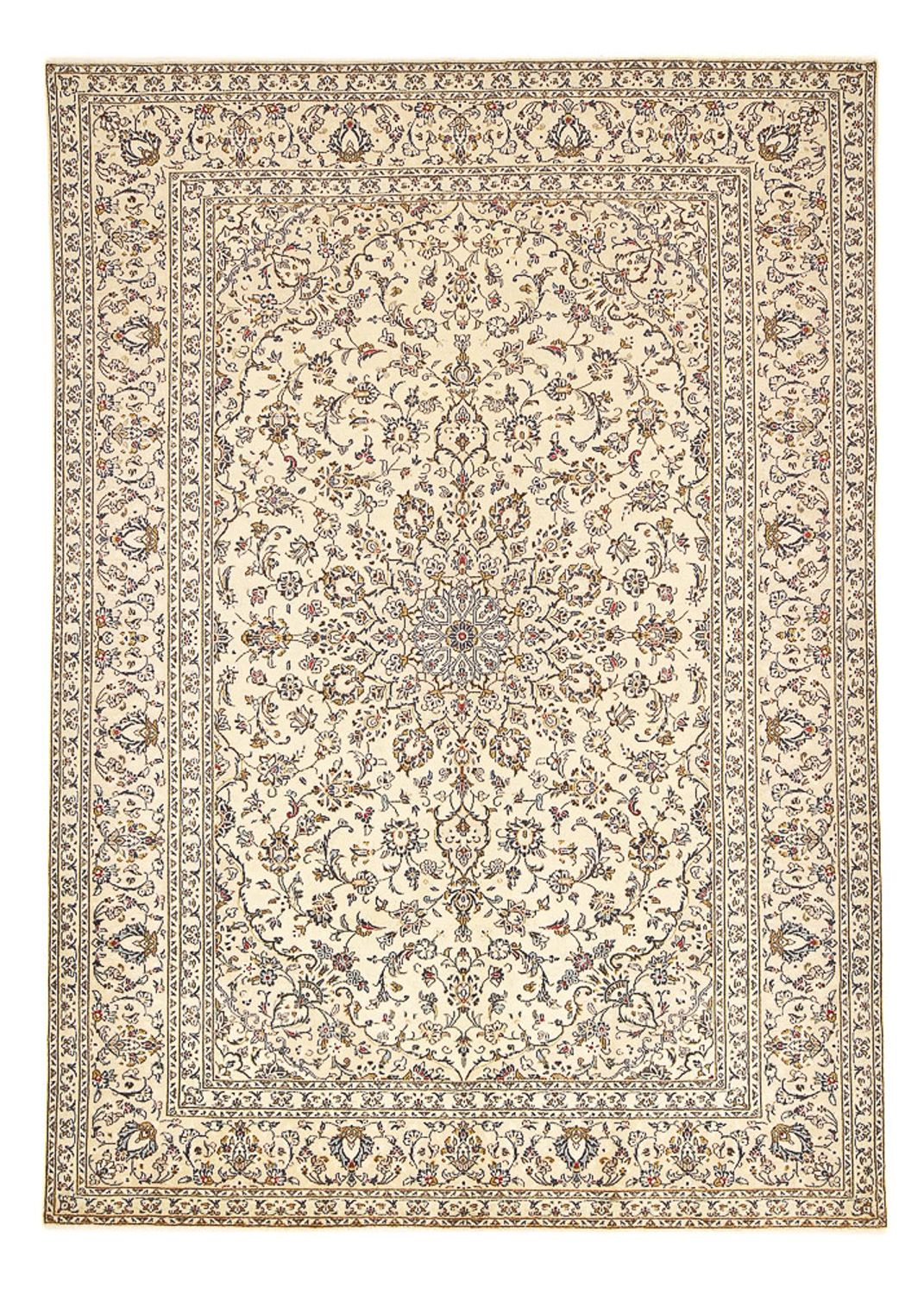 Persisk tæppe - Keshan - 345 x 239 cm - lys beige