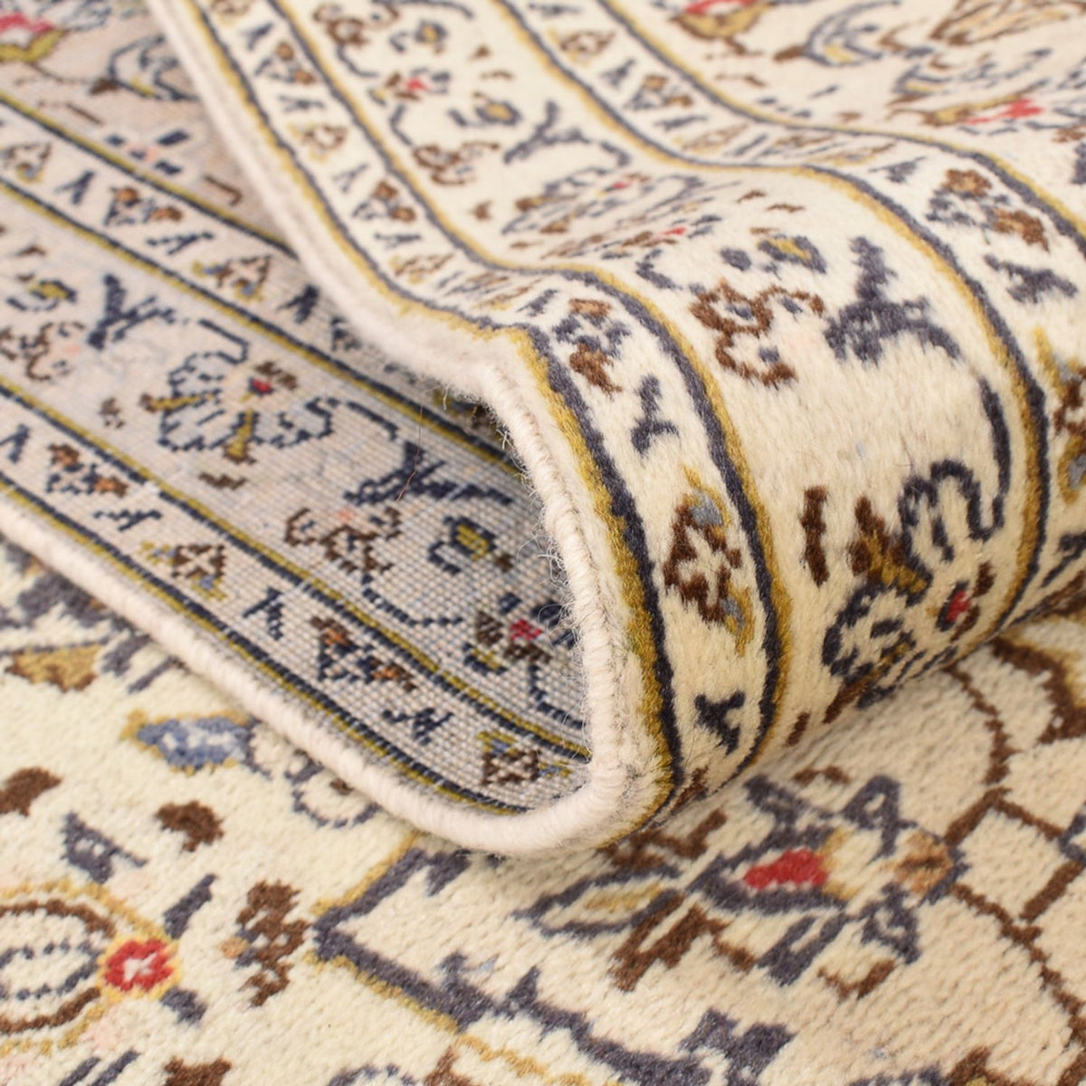 Persisk tæppe - Keshan - 345 x 239 cm - lys beige
