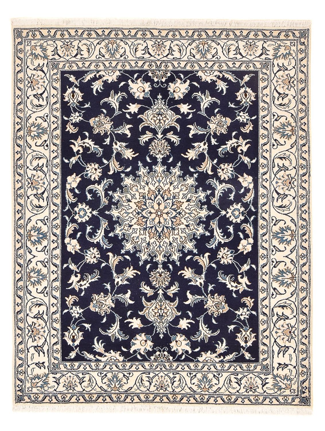 Persisk tæppe - Nain - 194 x 146 cm - mørkeblå