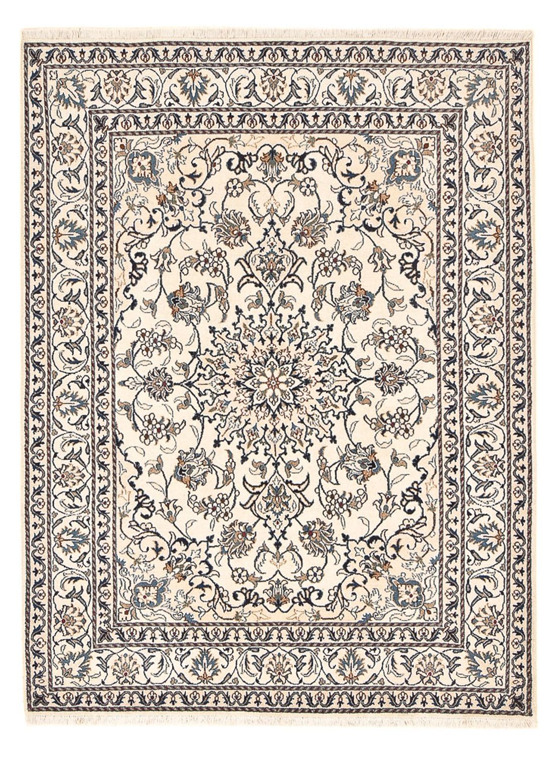 Persisk tæppe - Nain - 197 x 147 cm - lys beige