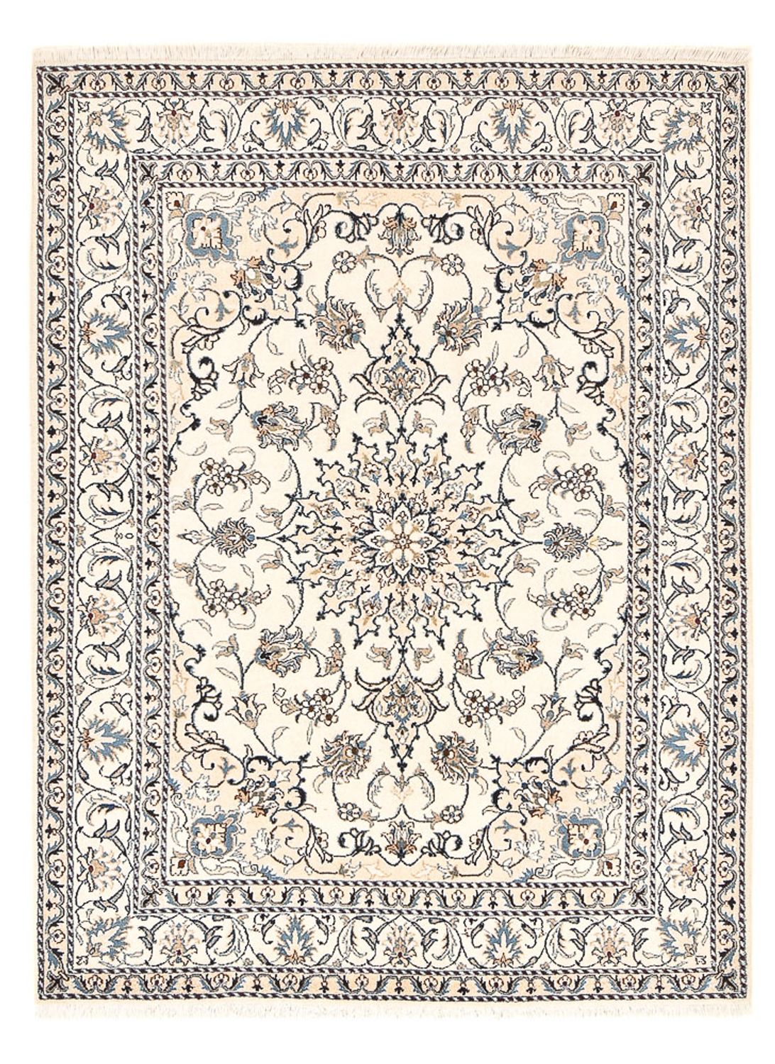 Persisk tæppe - Nain - 209 x 146 cm - lys beige