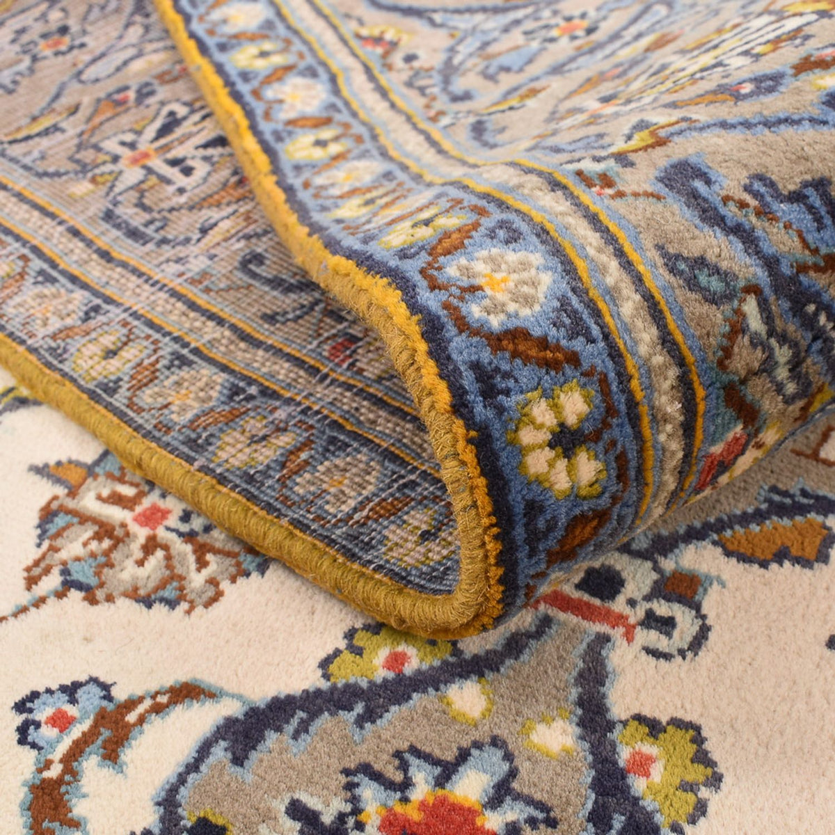 Persisk tæppe - Keshan - 230 x 145 cm - lys beige