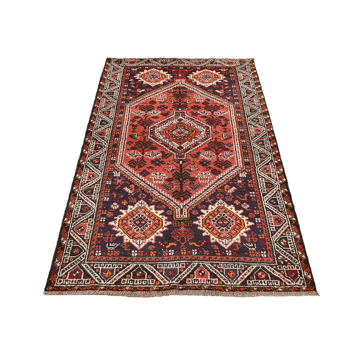 Persisk tæppe - Nomadisk - 205 x 118 cm - mørkerød