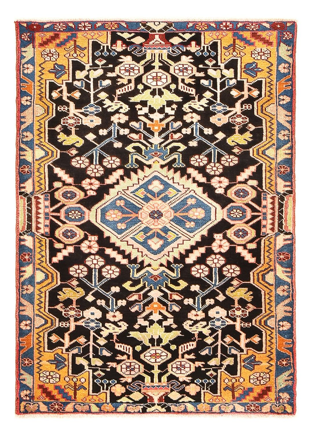Persisk tæppe - Nomadisk - 132 x 92 cm - mørkeblå