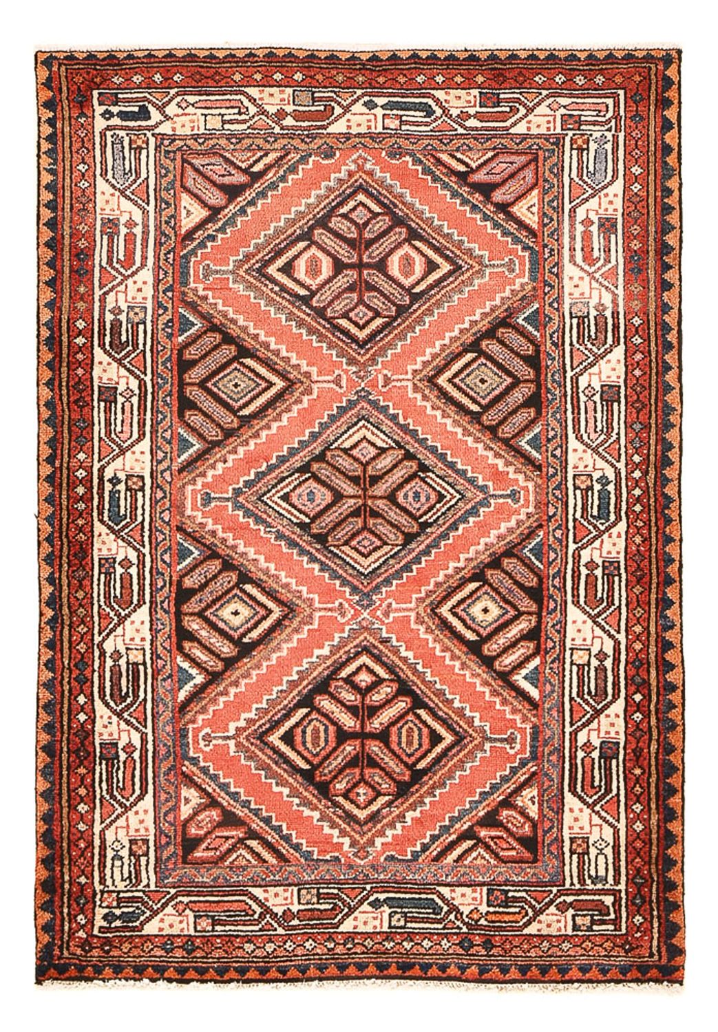 Persisk tæppe - Nomadisk - 140 x 97 cm - lysrød