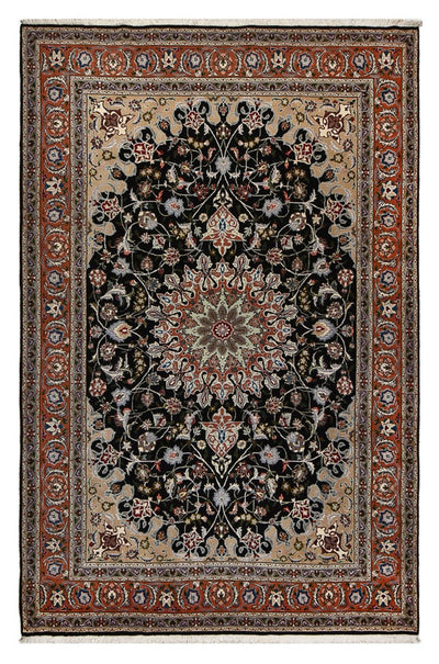 Tabriz - 40 Raj Tæppe 208x318cm - Persisk tæppe - mørkeblå