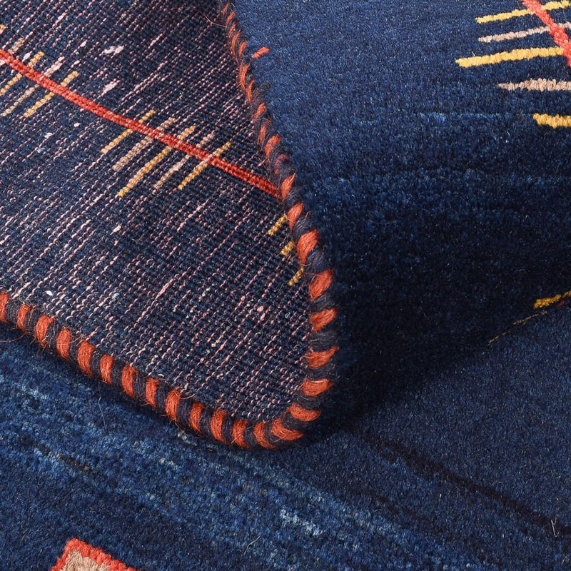 Gabbeh Tæppe - Loribaft Persisk - 143 x 110 cm - mørkeblå