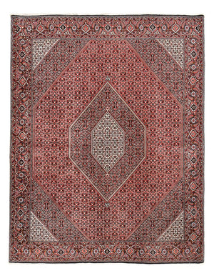 Persisk tæppe - Bijar - 315 x 248 cm - mørkerød