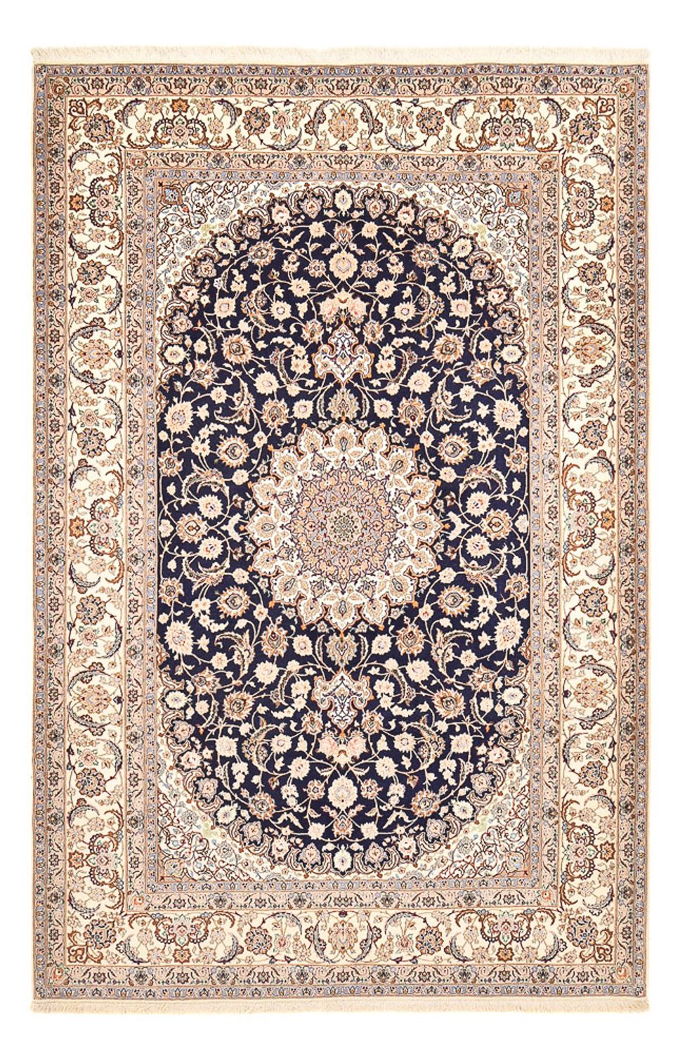 Persisk tæppe - Isfahan - Premium - 306 x 202 cm - mørkeblå
