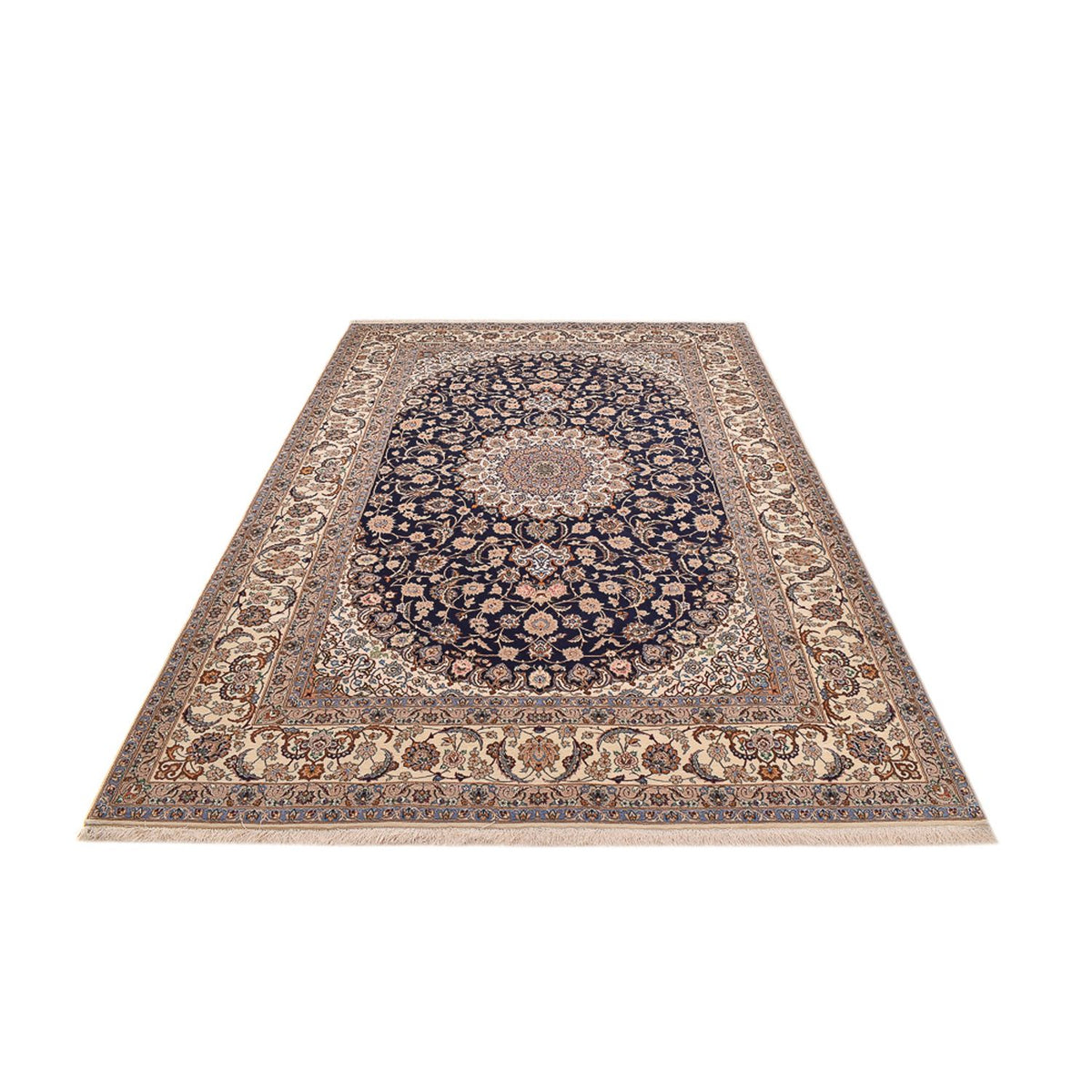 Persisk tæppe - Isfahan - Premium - 306 x 202 cm - mørkeblå