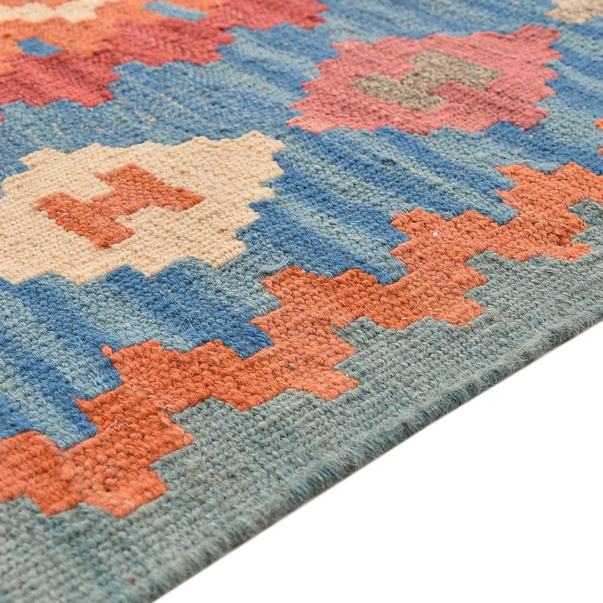 Kelim-tæppe - orientalsk - 203 x 157 cm - flerfarvet