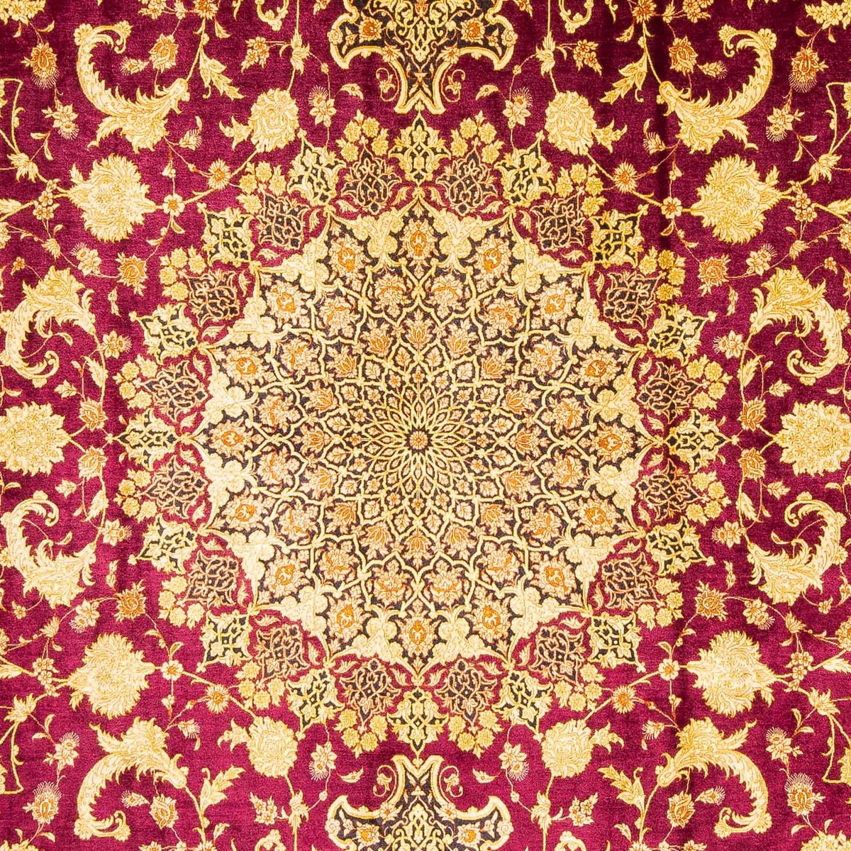 Persisk tæppe - Ghom - 305 x 202 cm - mørkerød