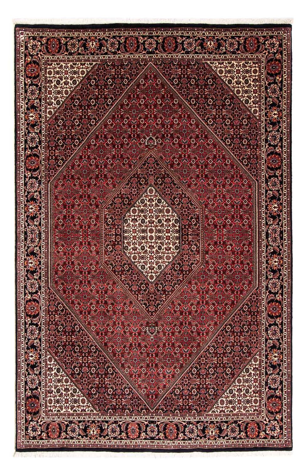 Persisk tæppe - Bijar - 240 x 166 cm - mørkerød