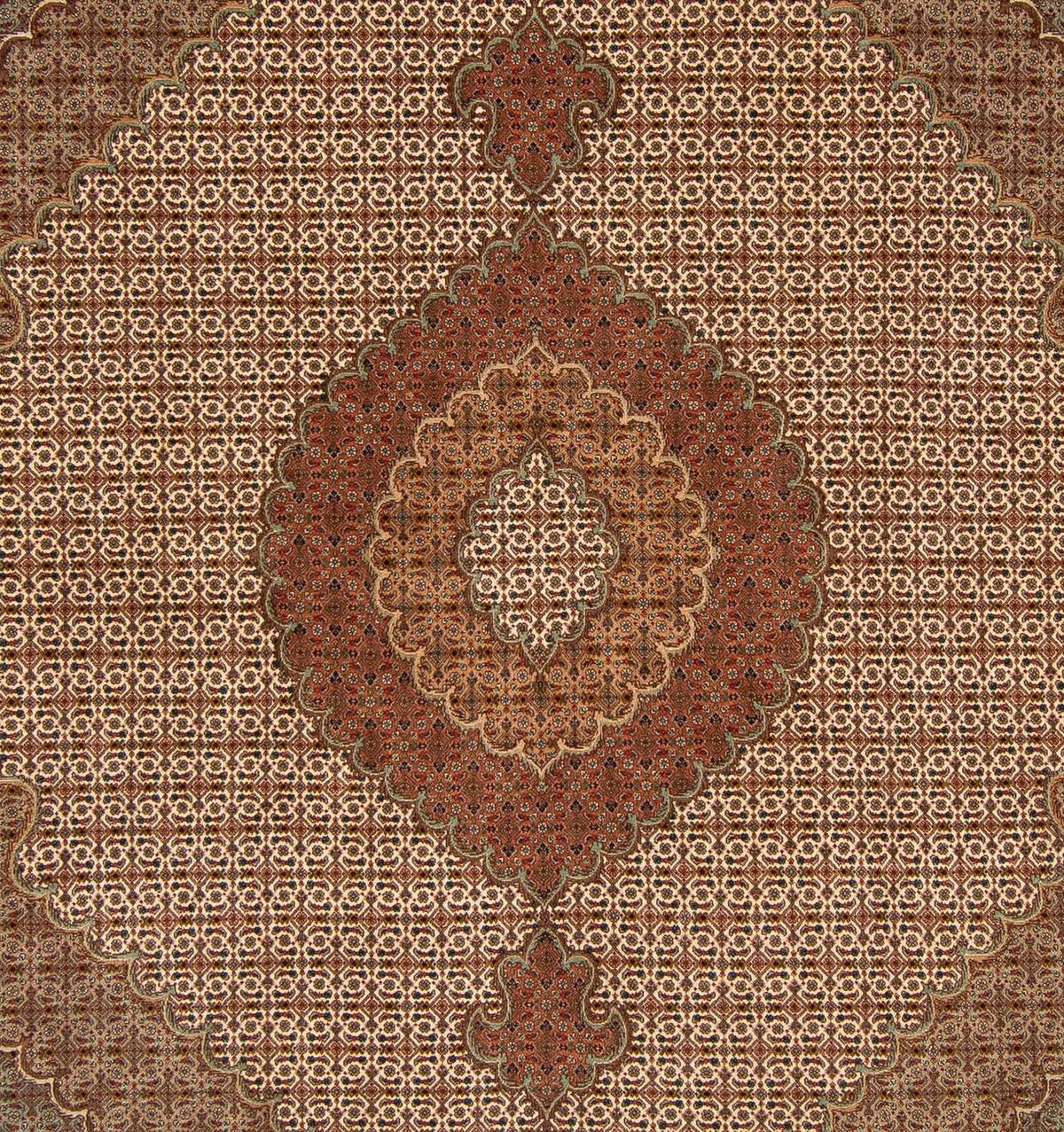 Persisk tæppe - Tabriz - 252 x 202 cm - lys brun