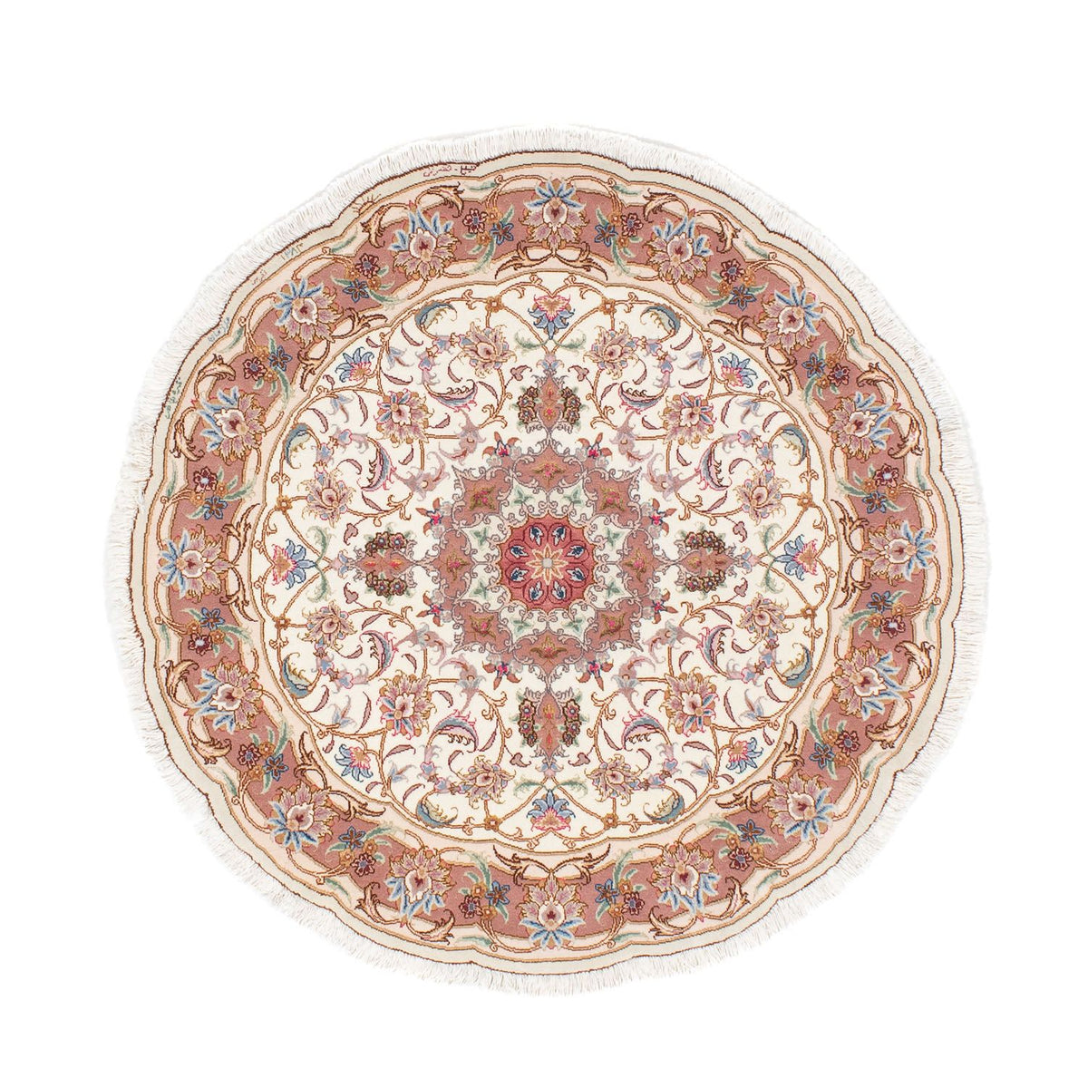 Persisk tæppe - Tabriz - Royal rundt - 105 x 105 cm - beige