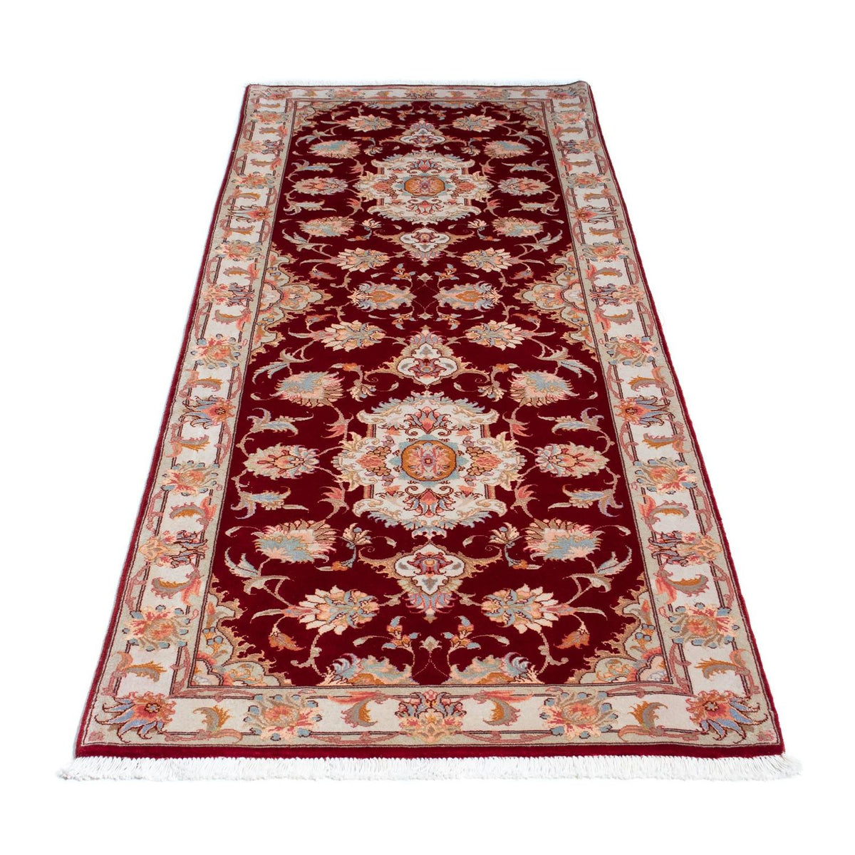 Løber Persisk tæppe - Tabriz - Royal - 208 x 80 cm - mørkerød