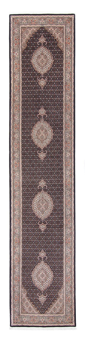 Løber Persisk tæppe - Tabriz - Royal - 391 x 82 cm - mørkeblå