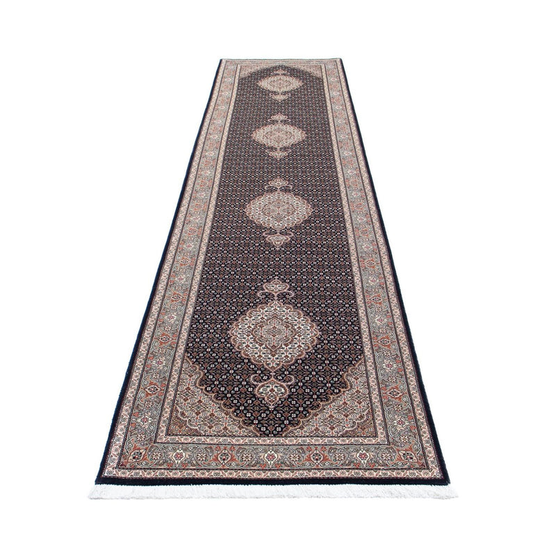 Løber Persisk tæppe - Tabriz - Royal - 391 x 82 cm - mørkeblå