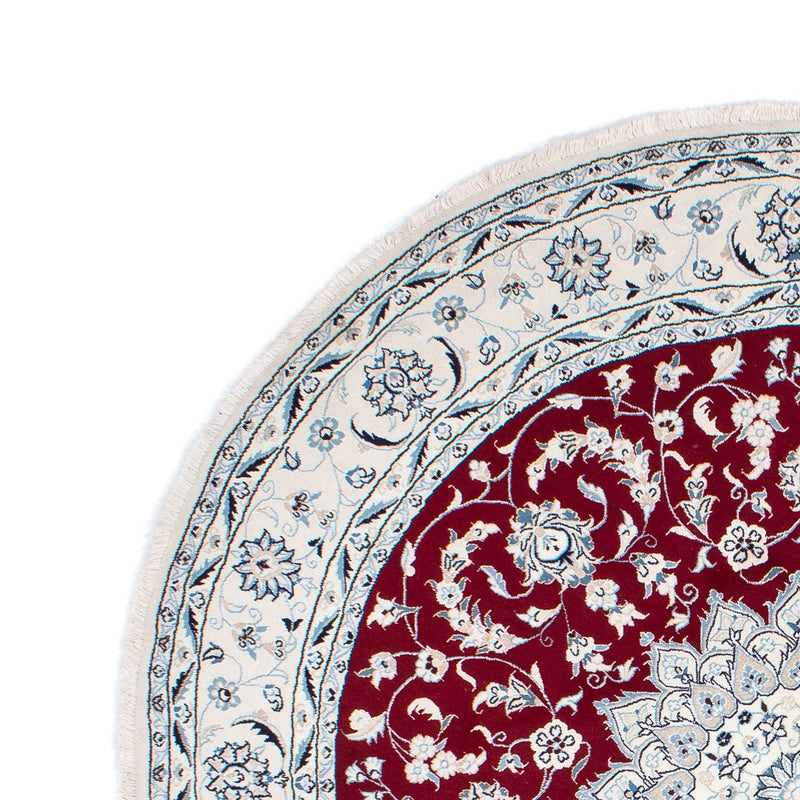 Persisk tæppe - Nain rundt  - 252 x 252 cm - mørkerød